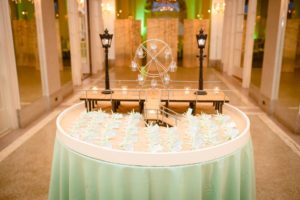 Ferris wheel placecard table in hall of mirrors